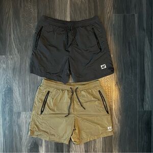 American Eagle Outfitters Men's Black and Tan Athletic Shorts